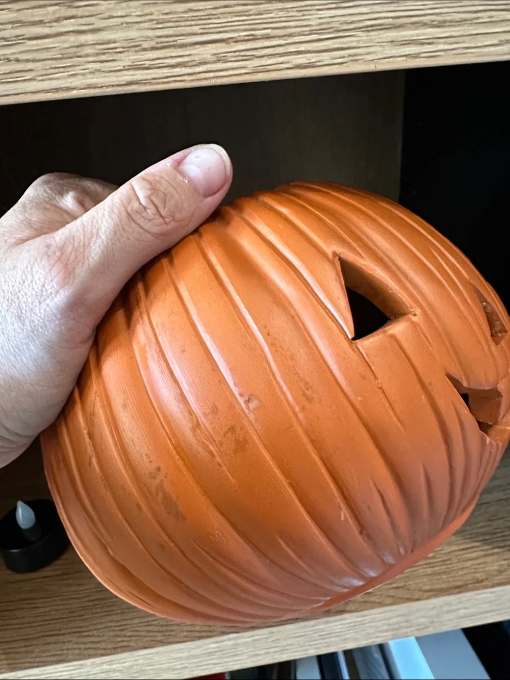 Silvestri handmade, vintage ceramic orange pumpkin with lid Halloween fall decor